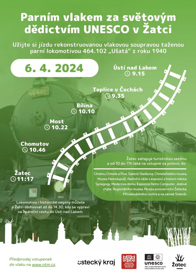 Parním vlakem za světovým dědictvím UNESCO do Žatce a krajiny žateckého chmele - Obrázek